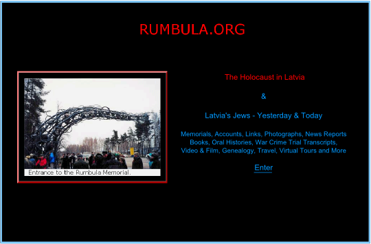 Screenshot of the Rumbula.org home page.